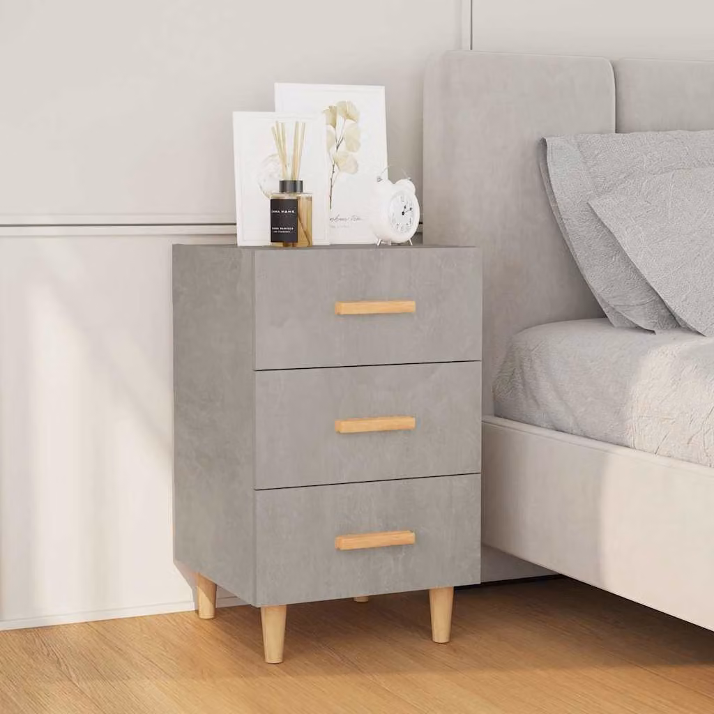 Comodino moderno vidaXL in legno multistrato grigio cemento, sospeso a parete, L 40 x P 40 x H 66 cm