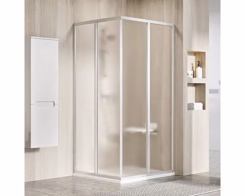 Un lato della cabina doccia RAVAK SRV2-80 195 S satin+Grape 14V40UO2ZG
