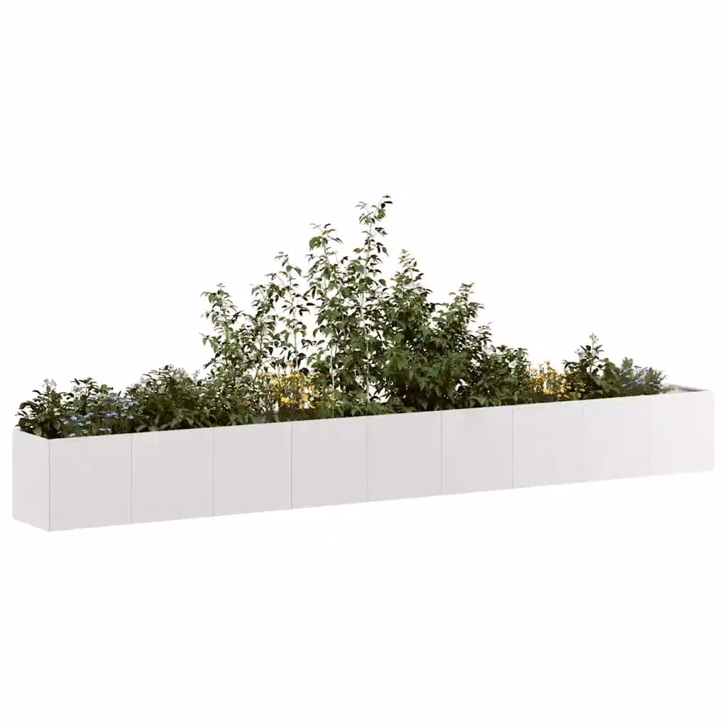 vidaXL Fioriera in Acciaio Inox Argento L: 360 cm, P: 40 cm, H: 40 cm