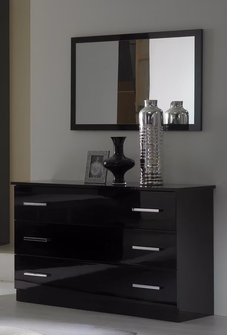 Tisch Klassische Spiegel Kommode Schminktisch Schlafzimmer Hocker Set Hochglanz