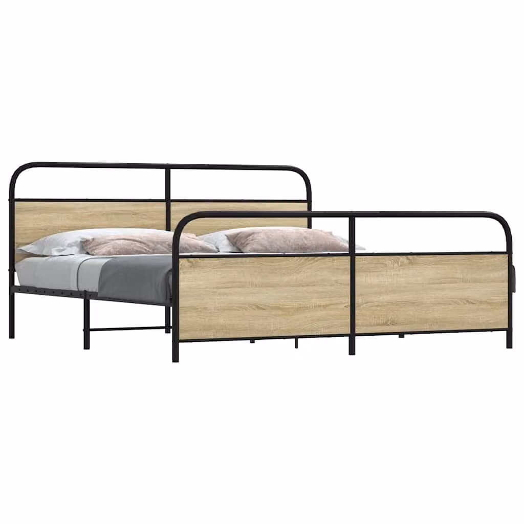 vidaXL Giroletto in Metallo Rovere Sonoma Marrone L/P/H: 207 x 187 x 100 cm