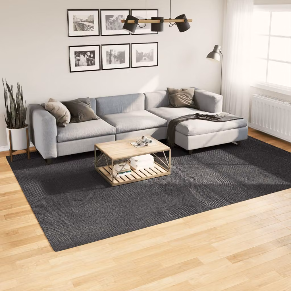 Tappeto a pelo corto vidaXL IZA in stile scandinaviano con motivo geometrico, colore antracite, L: 240 cm, P: 340 cm