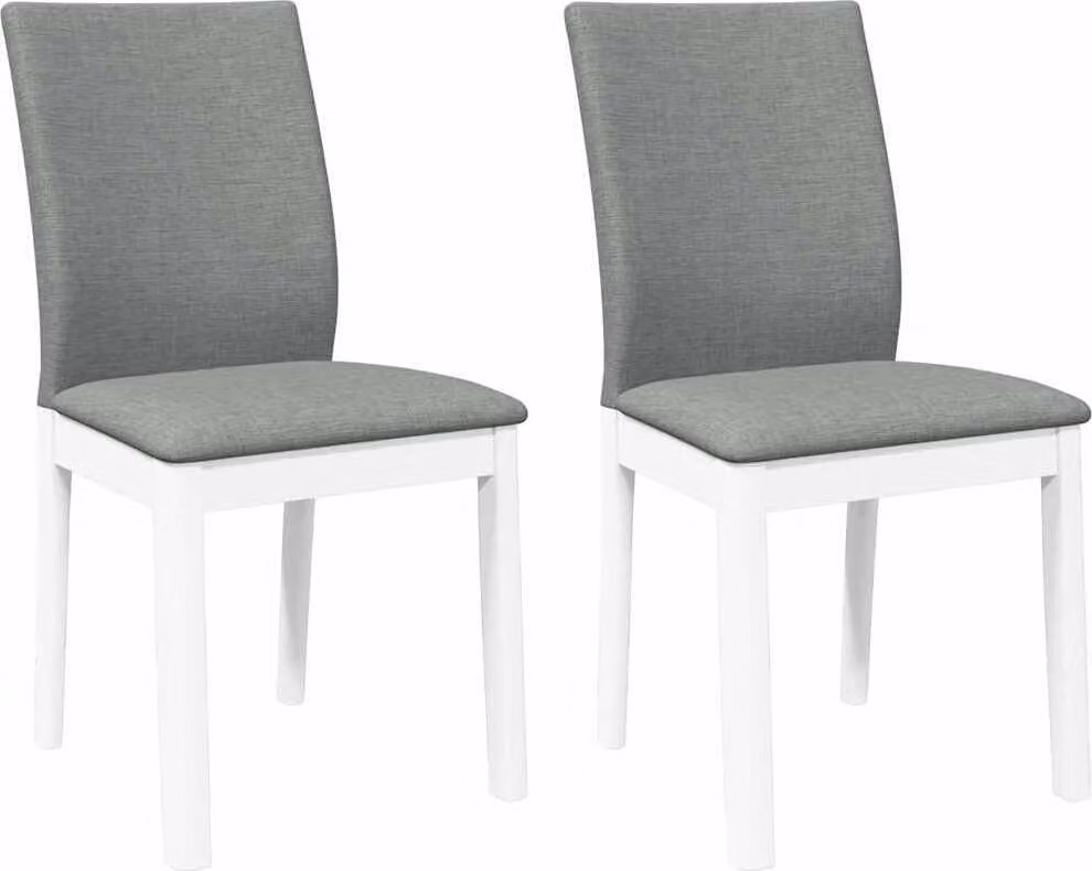 Sedie da Pranzo con Cuscini 2 pz Bianco Legno Massello di Hevea