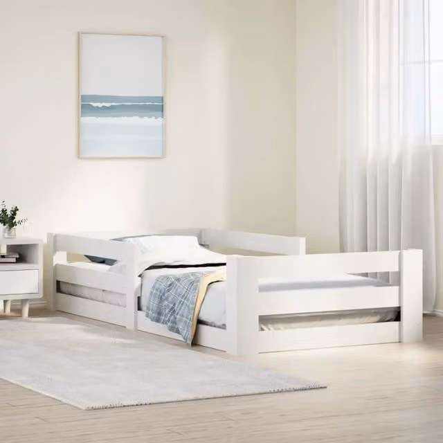 Giroletto vidaXL in legno massello di pino bianco con doghe in legno L/P/H: 200 x 80 x 41,5 cm