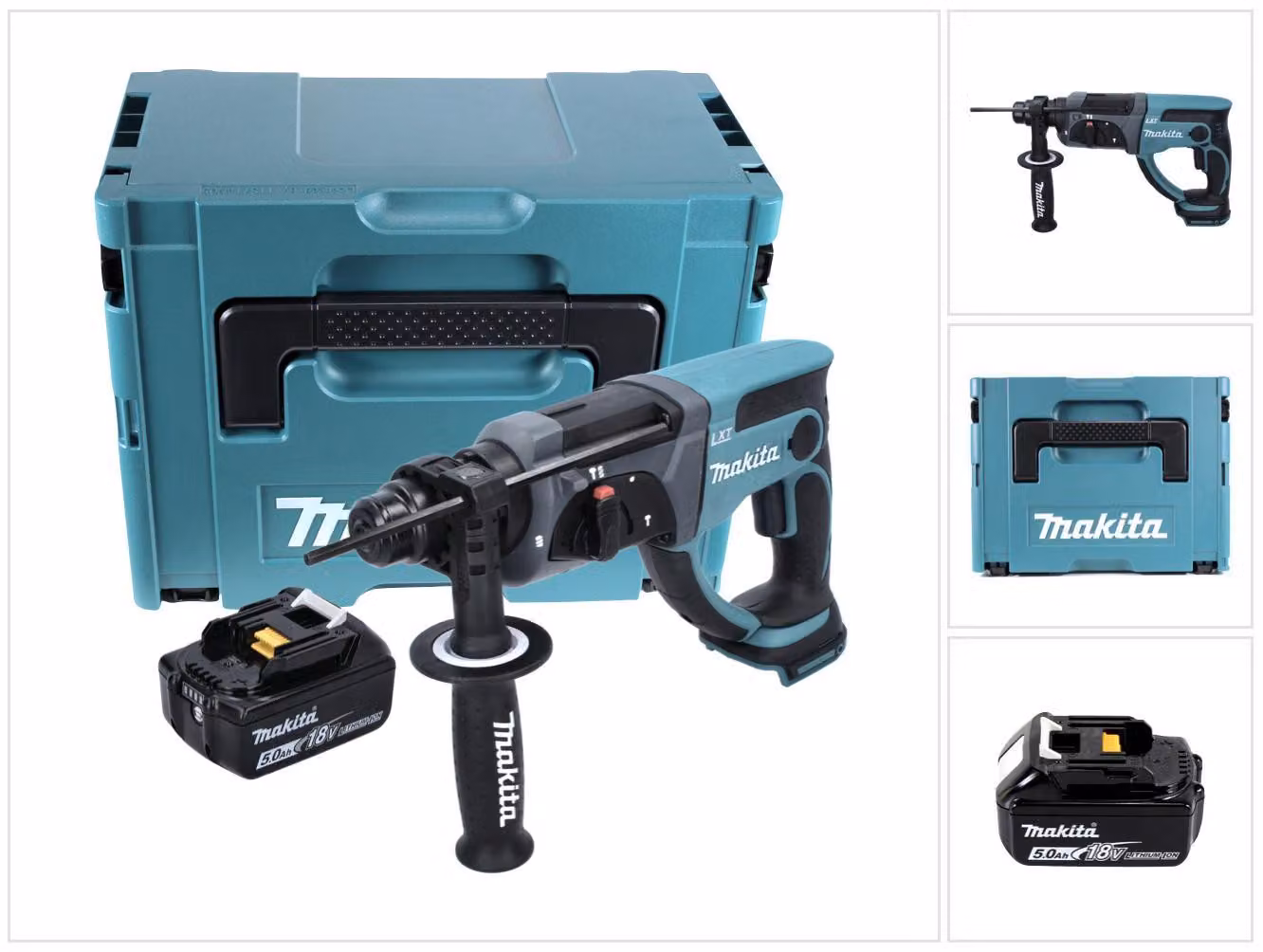 Makita DHR 202 T1J Martello combinato a batteria 18V / 2,0J / SDS Plus + 1x Batteria 5,0Ah + Valigetta Makpac - senza caricabatterie