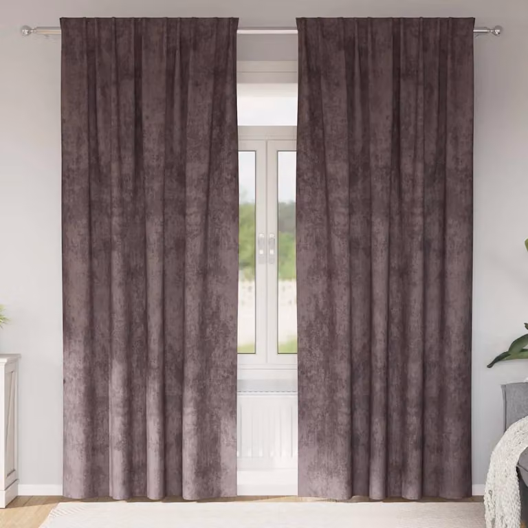 Set di 2 tende oscuranti in velluto vidaXL marroni con isolamento termico, H 245 cm x L 140 cm