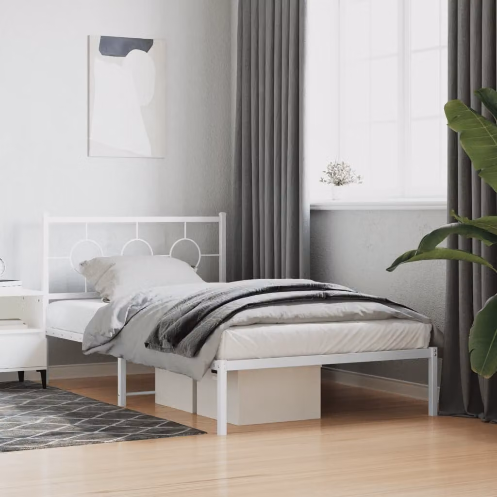 vidaXL Giroletto in metallo bianco con testiera e pediera L: 107 cm, P: 203 cm, H: 91 cm