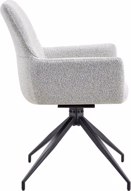 Set di 2 Sedie Girevoli a 360° con Rivestimento in Tessuto Beige Chiaro e Struttura Metallica Nera per Sala da Pranzo