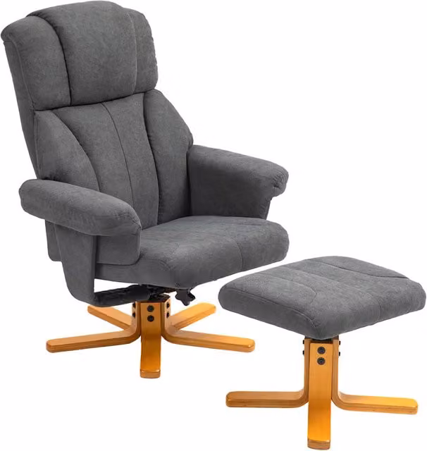 Poltrona relax reclinabile con poggiapiedi ¨C Xylo ¨C tessuto imbottito grigio scuro 79x80x104cm