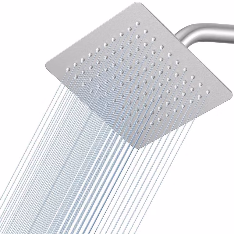 Doccia a pioggia, diametro 20 cm, finitura in nichel spazzolato, acciaio inossidabile 304, risparmio idrico, ugelli anticalcare, regolabile a 360°