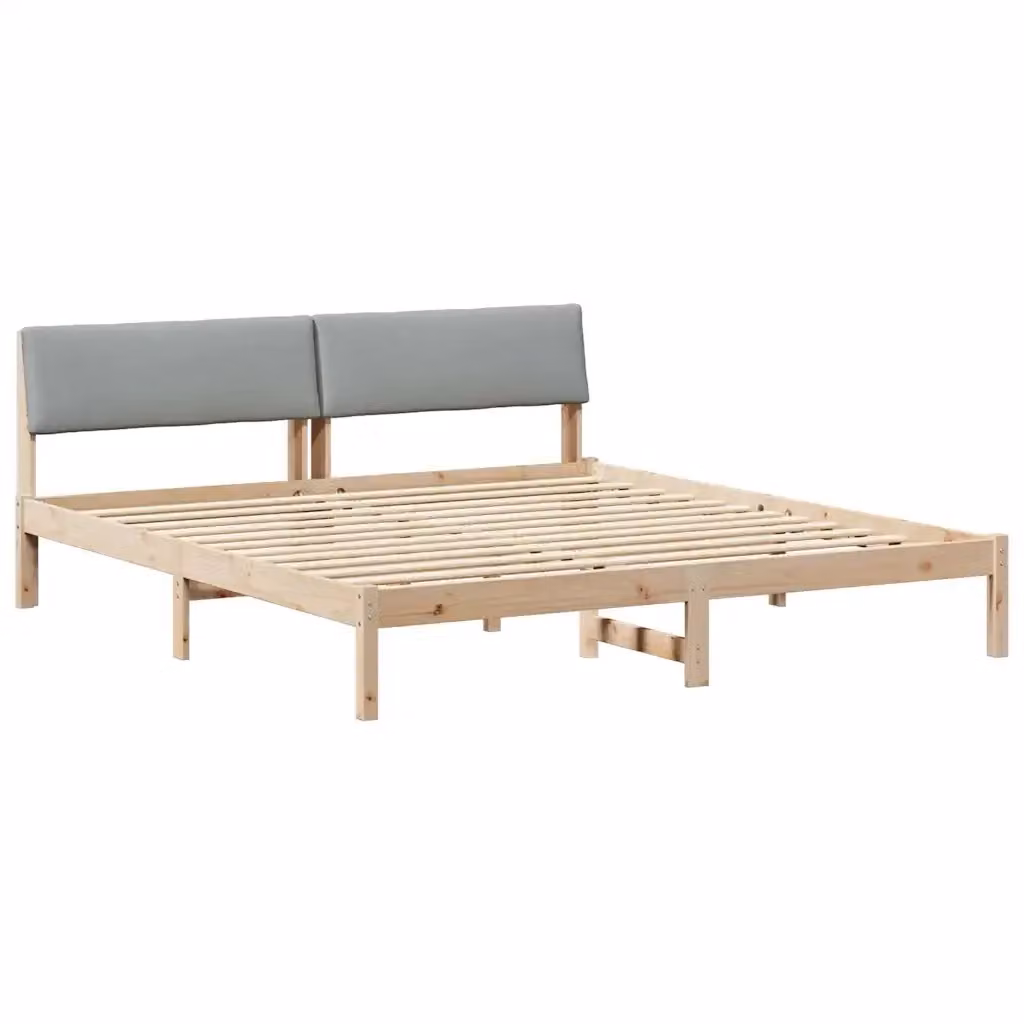 Struttura del letto moderna vidaXL in legno di pino con tessuto, marrone e grigio chiaro, L 200 x P 200 cm – 2