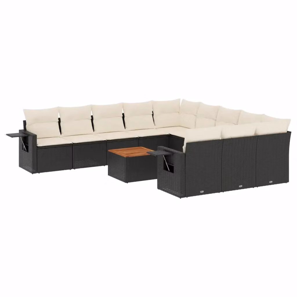 Set di Divani da Giardino Moderno VIDAXL in Polyrattan Nero con Cuscini, Modello a L con Angolo Sinistro, 12 Pezzi – 2