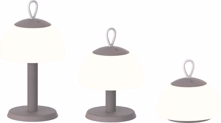 Luxus Europe - Lampada da tavolo Lesbos 3-in-1, color tortora - Lampada da tavolo da esterno senza fili, con altezza regolabile – Ricaricabile