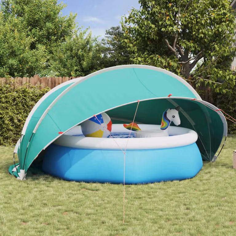 Piscina a cupola vidaXL rotonda con copertura termica, verde e turchese, L/P/H: 430 x 430 x 210 cm