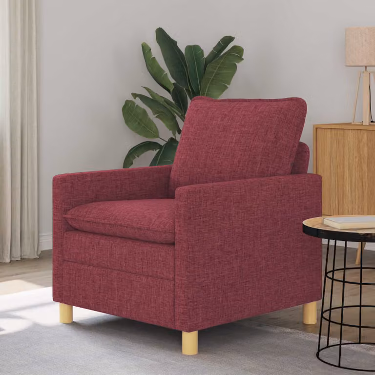 Divano vidaXL in tessuto rosso vino per il tuo soggiorno, L: 76 cm, P: 81 cm, H: 87,5 cm