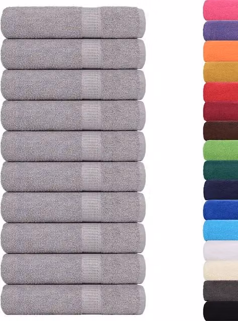 Set di 10 asciugamani da bagno FROGN in cotone grigio, spugna 100x150 cm, 360 g/m2
