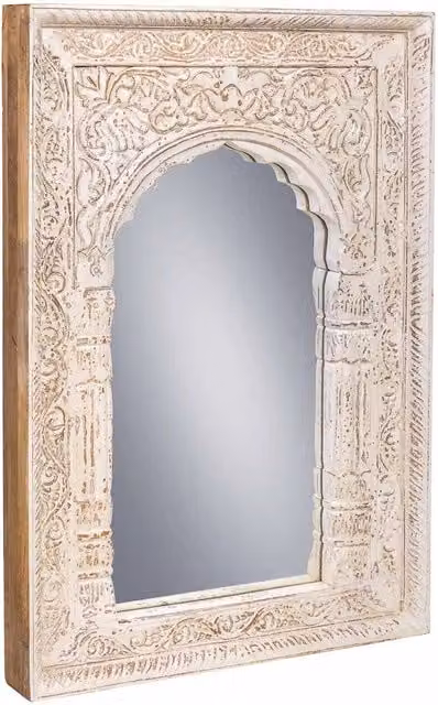 Specchio in legno e vetro bianco 60x6x87