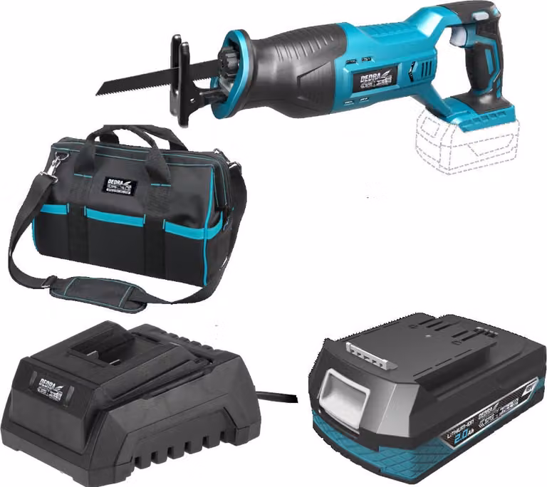 Set Di Utensili A Batteria 18V, Sega A Nastro Dedra Sas+All Ded7021, Batteria Da 2,0Ah, Caricabatterie, Borsa Da 16&Quot.