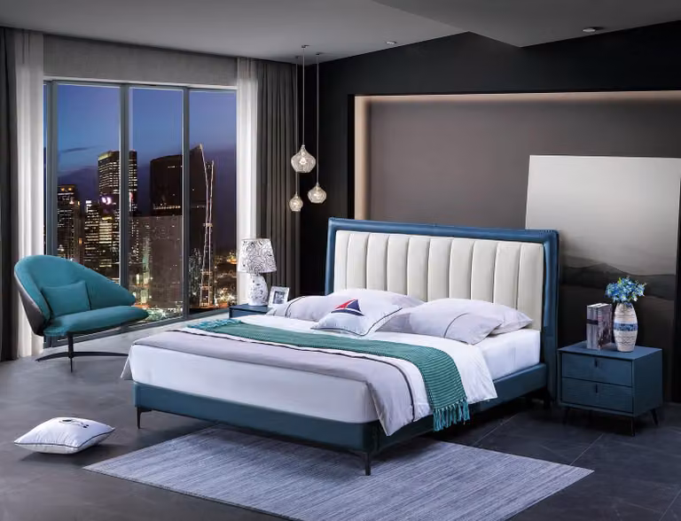 Leder Bett Polster Design Luxus Doppel Hotel Ehe Betten Holz Schlaf Zimmer