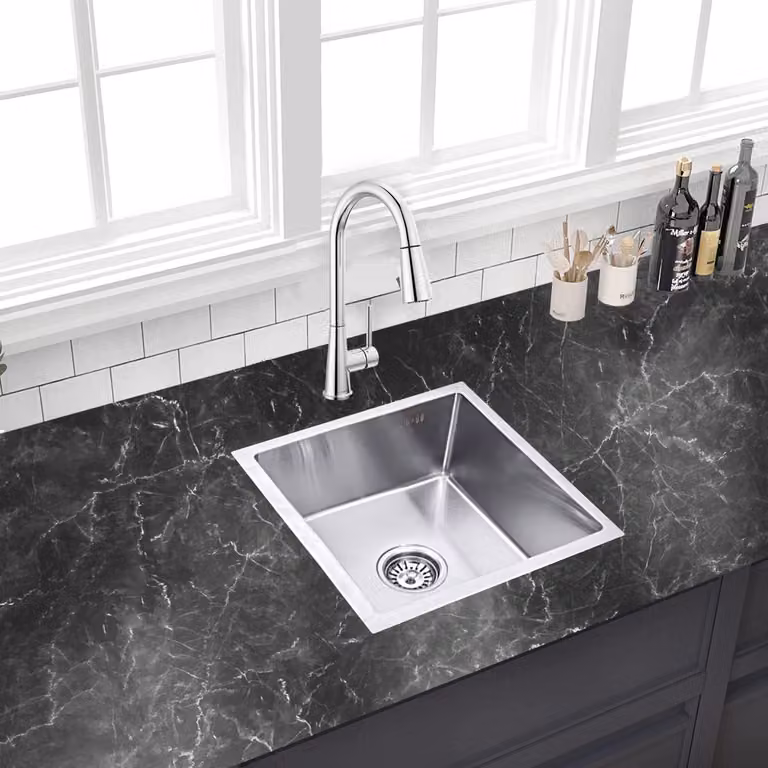 Lavello da cucina in acciaio inossidabile, dimensioni 44x44x20 cm, dotato di protezioni antirumore, ideale per la cucina