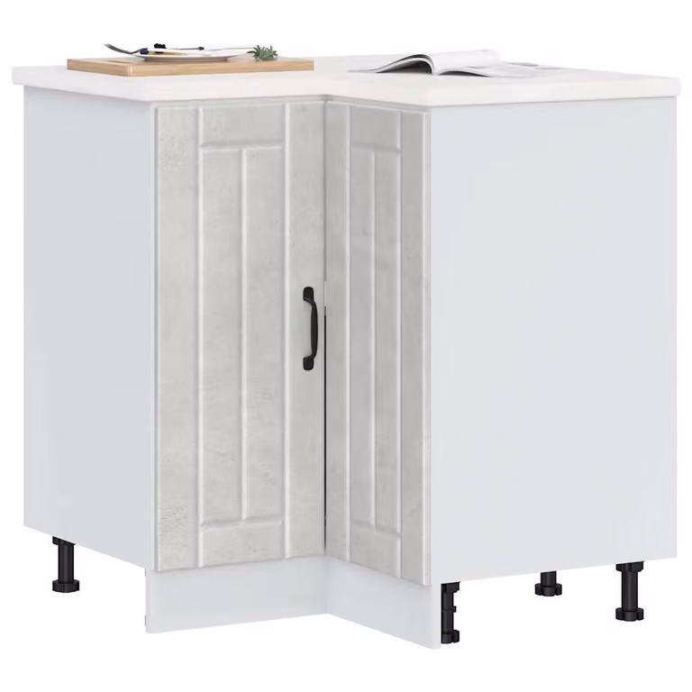Base angolare per cucina vidaXL Lucca, colore grigio cemento e bianco, in MDF e materiale composito, L/P/H: 75,5 x 81,5 x 75,5 cm
