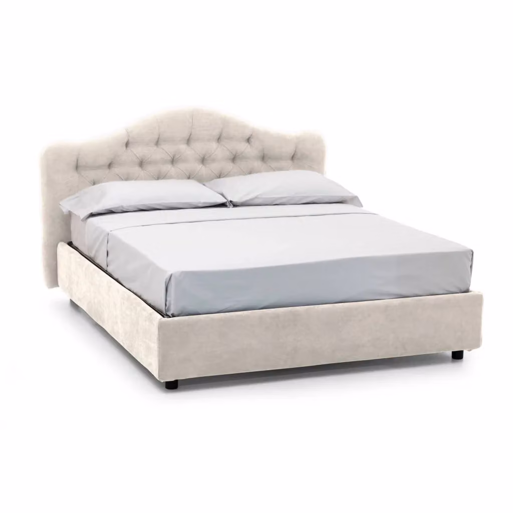 Letto Matrimoniale Allik DMORA con Materasso Incluso, Beige, L/P: 160 x 200 cm – 2
