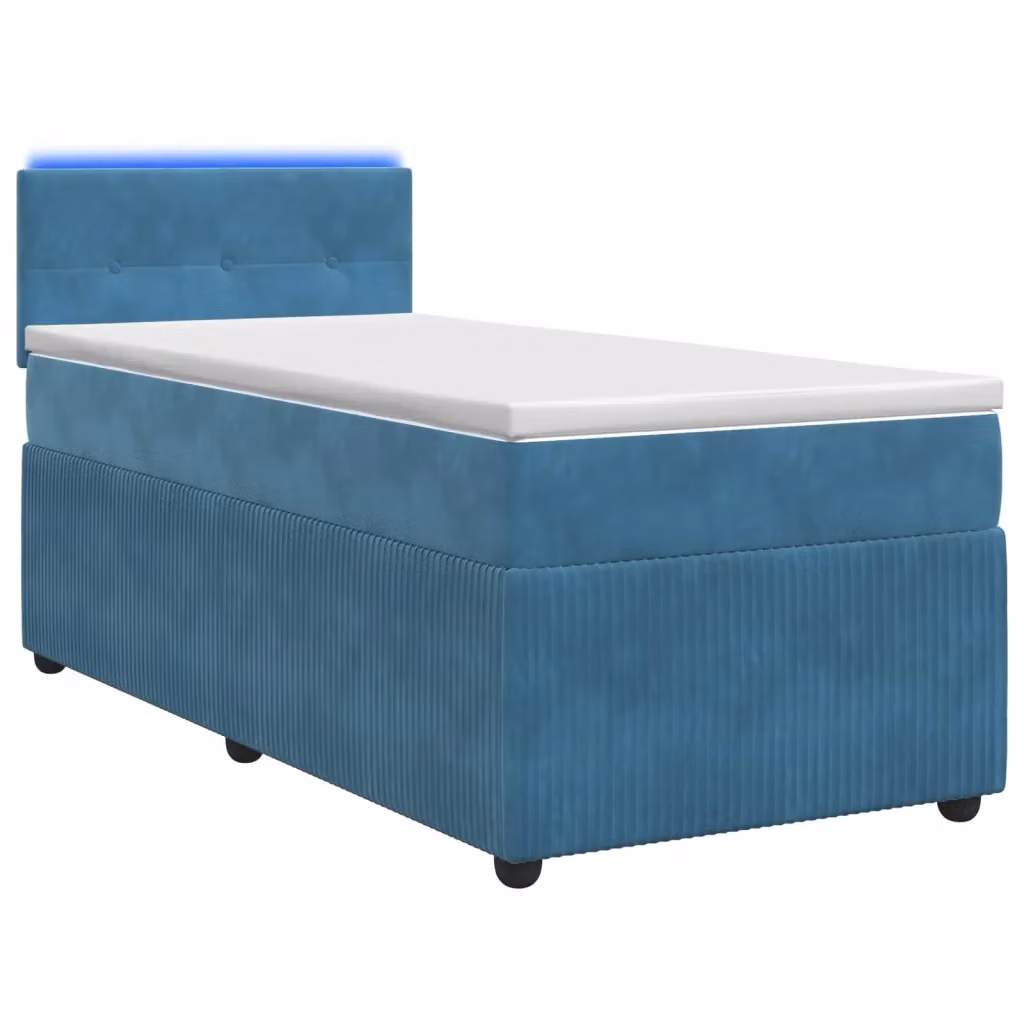 Letto box spring ibrido vidaXL in velluto blu con materasso a molle insacchettate e base contenitore, L/P: 190 x 90 cm – 2