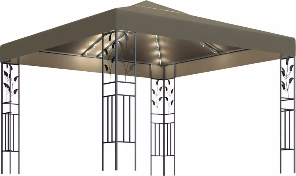 Gazebo con Luci LED a Stringa 3x3 m Grigio Talpa