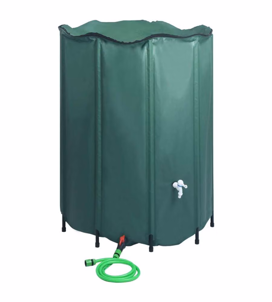 vidaXL Serbatoio per Acqua Piovana Pieghevole con Rubinetto e Filtro, Verde, 1250 l – 2