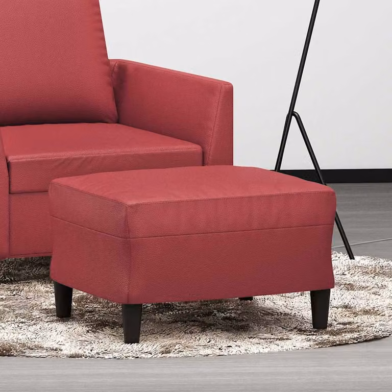 Poggiapiedi vidaXL in similpelle rosso, L 60 x P 50 x H 41 cm
