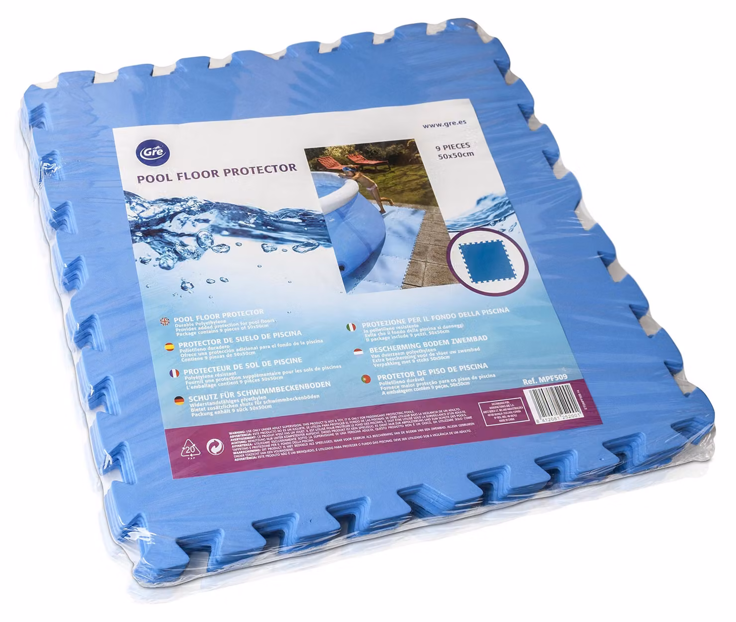 Tappetini protettivi per piscine, confezione da 9 pezzi, spessore 4,5 mm, colore blu, adatti per giardino e piscina