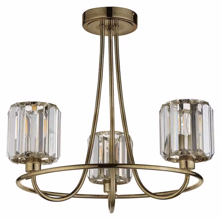 Lampada a sospensione BERENICE in ottone anticato, 3xE14x15W, metallo, dimensioni: 41x45,6x45,6 cm, IP20, Endon