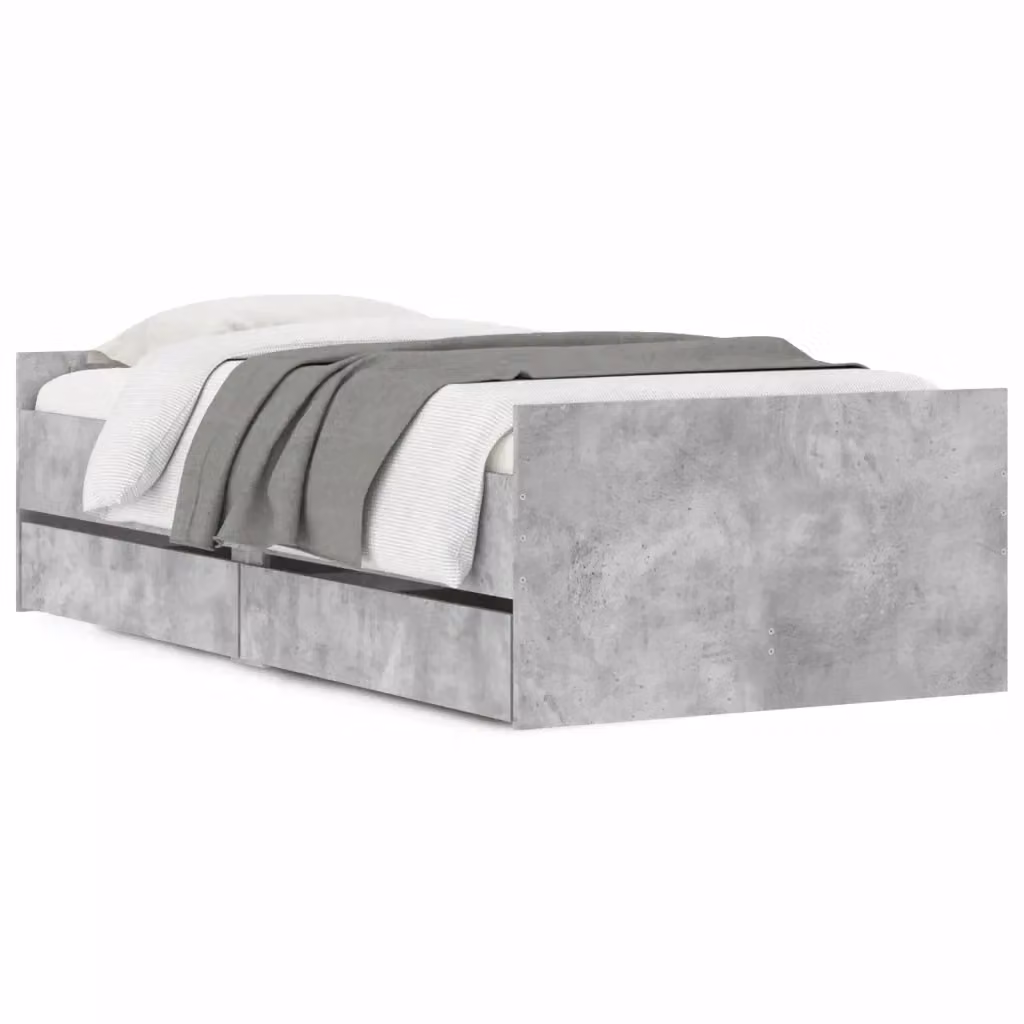 Letto con cassetti moderno vidaXL in legno grigio L: 80 cm, P: 190 cm, H: 78 cm – 2