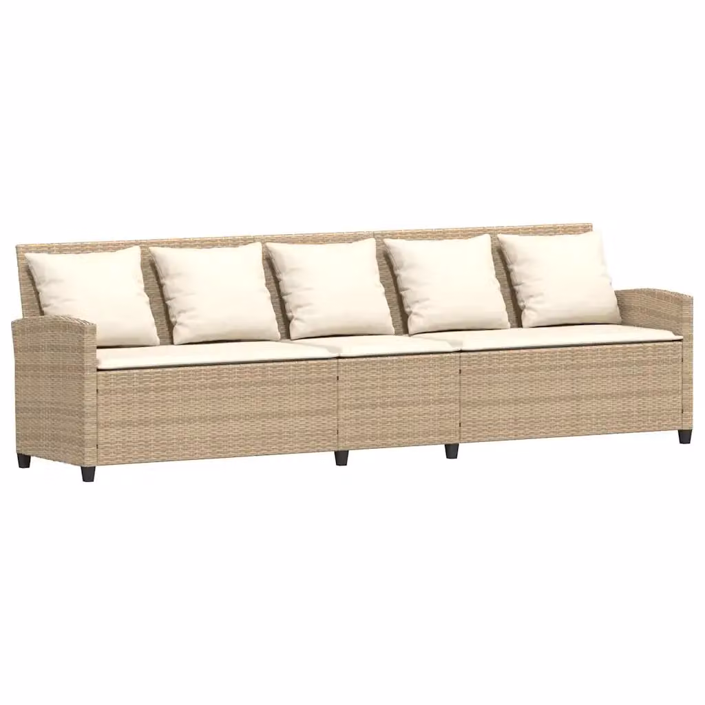 Divano da giardino moderno vidaXL in polyrattan beige con cuscini in schiuma e coperture rimovibili – 2