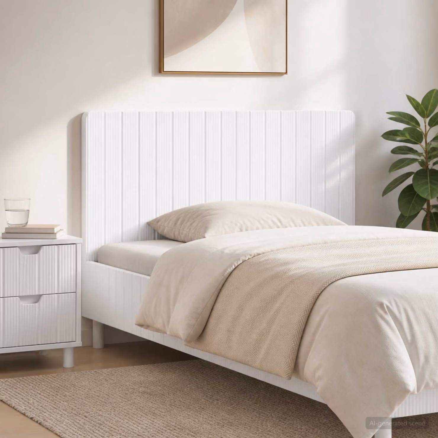 Testiera da muro vidaXL ZWOLLE in legno ingegnerizzato bianco con ripiano integrato L 120 x H 50 x P 10,6 cm