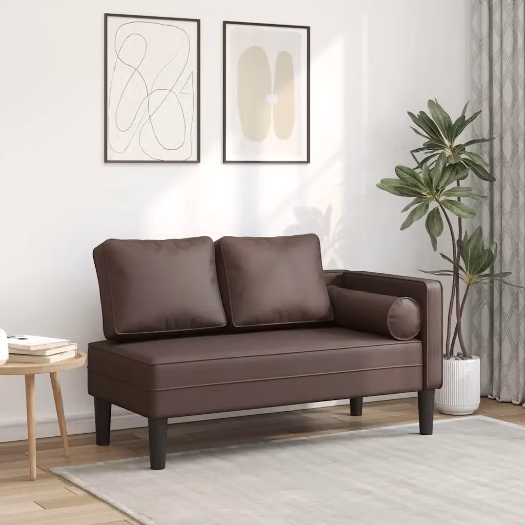 Sdraio con Cuscini in Similpelle Marrone per Giardino e Soggiorno – 2