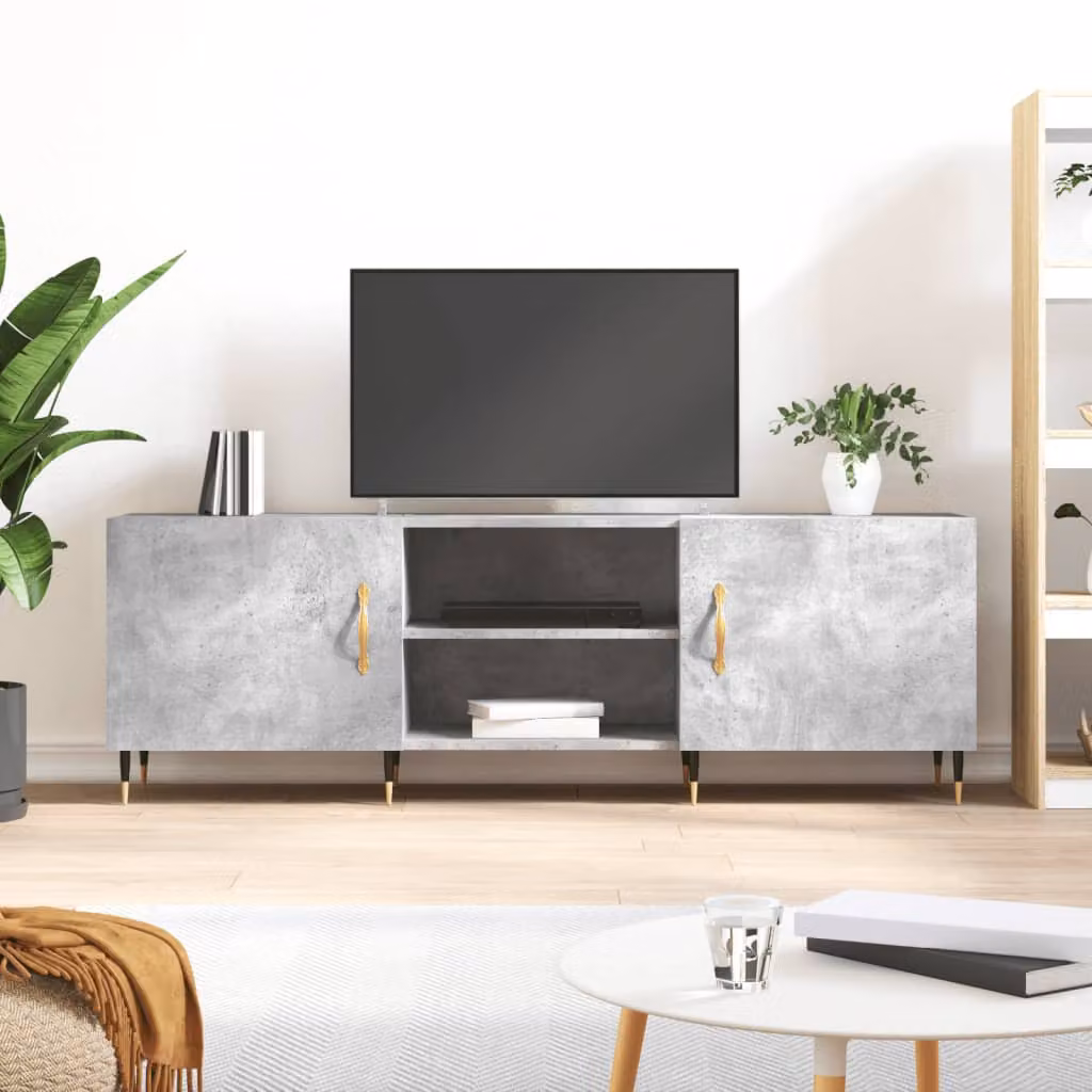 Mobile Porta TV Moderno vidaXL Grigio Cemento in Legno e Metallo L: 150 cm, P: 30 cm, H: 50 cm