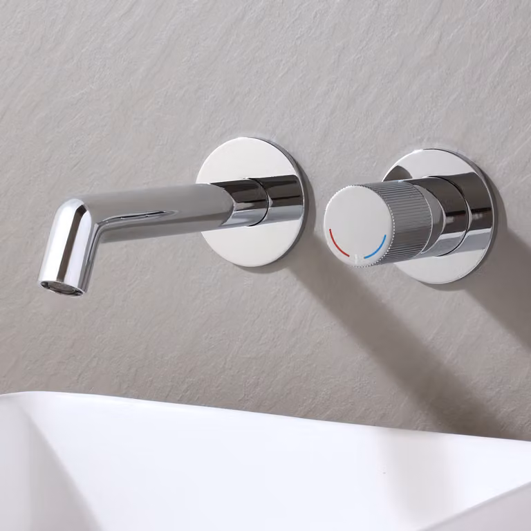 Rubinetto Miscelatore a Parete per Lavabo  - Cromato - Lune by Hudson Reed