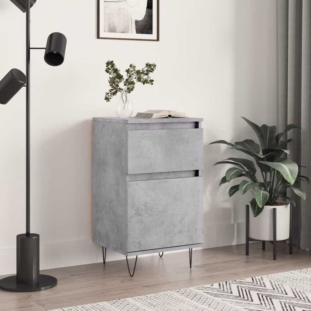 Credenza moderna vidaXL in legno e metallo, Grigio, L 40 cm x P 35 cm x H 70 cm