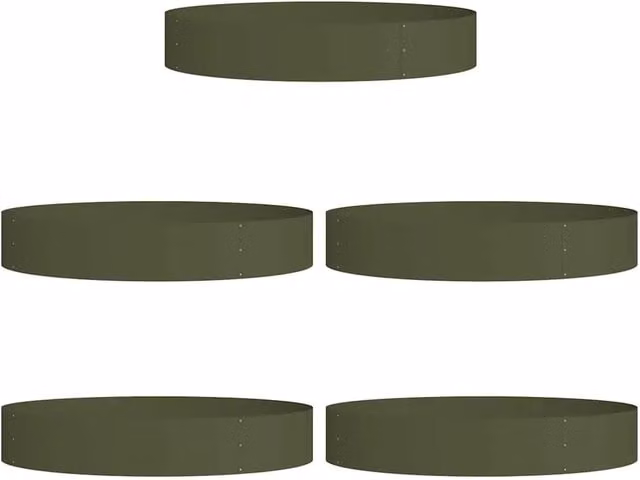 Set di 5 anelli per fioriera di design moderno da esterno 120 x 120 x 20 cm in acciaio verde oliva 02_0052270