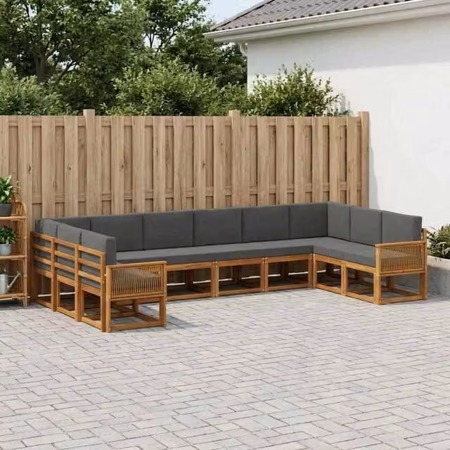 Set di divani da esterno 10 pz Naturale e Antracite 3385578