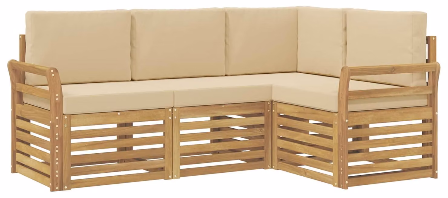 Set di 4 cuscini per divano, colore beige, dimensioni 190 x 130,5 x 73 cm, materiale: poliestere