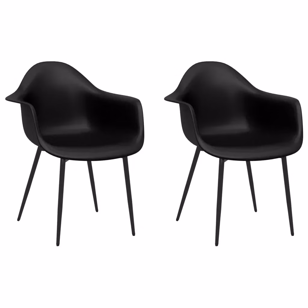 Set di 2 sedie da pranzo vidaXL nere in plastica e metallo con design minimalista opaco – 2