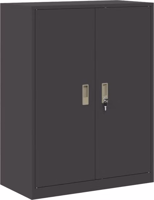 Armadio in metallo nero opaco con ante a battente e serratura DESIGN IN L/P/H: 80 x 40 x 105 cm CFW8938834 – 1