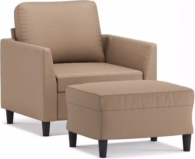 Poltrona | Sedia Relax con Poggiapiedi Cappuccino 60 cm in Similpelle