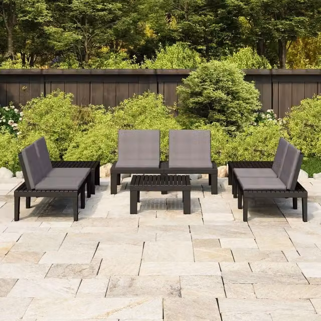 Set Divani da Giardino con Cuscini 6 pz in Plastica Grigio 3059834