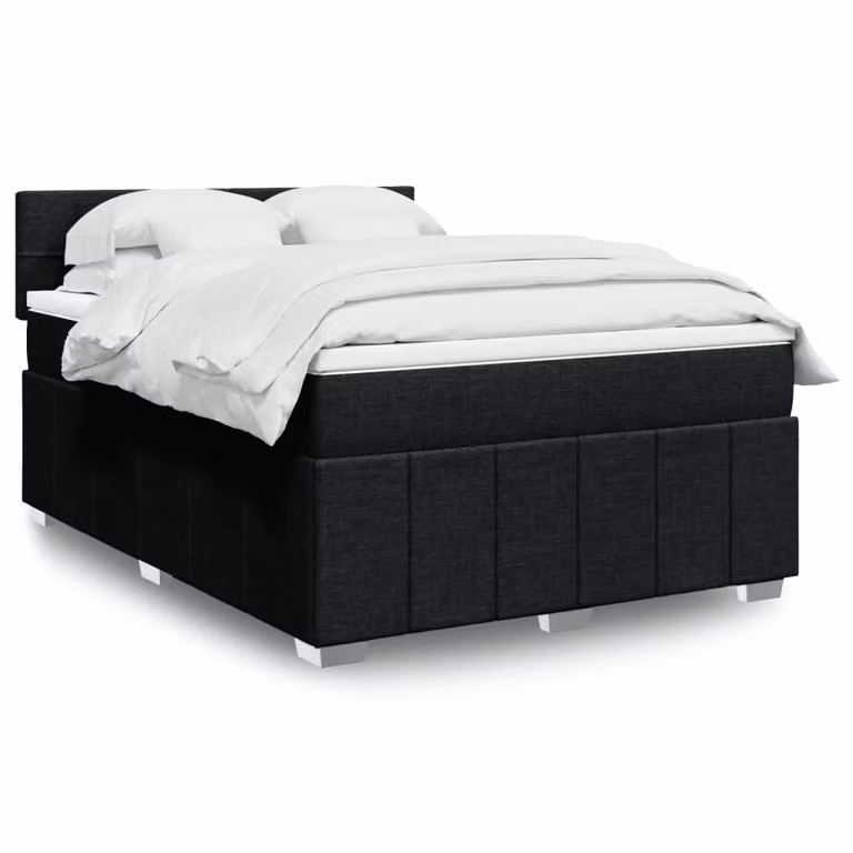 vidaXL Giroletto a Molle con Materasso Nero in Tessuto L/P/H: 160 x 200 cm