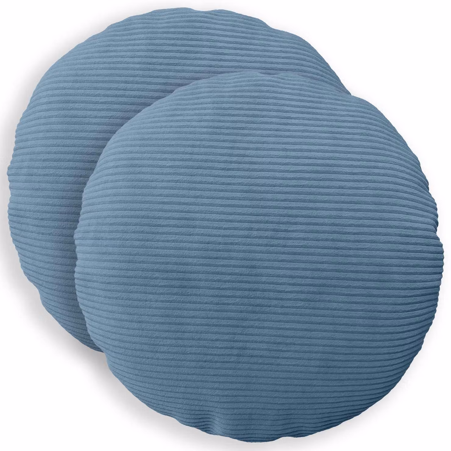 Set di 2 federe rotonde vidaXL HEERLEN in velluto a coste blu, Ø 30 cm