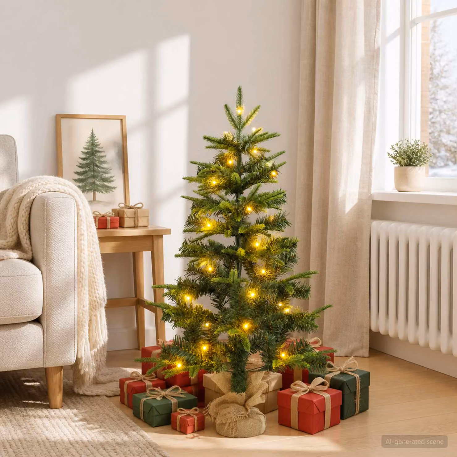 vidaXL Albero di Natale Mini 90 cm 50 LED Bianco caldo PVC e PE Verde