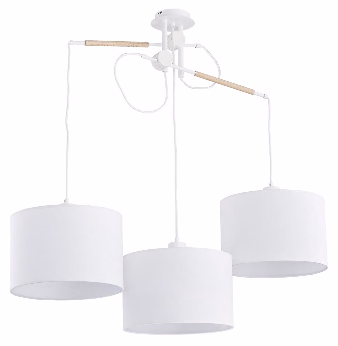 Lampada a sospensione con paralumi HILA bianca 3xE27x15W in tessuto, dimensioni: 65x70x13 cm, IP20, Alfa